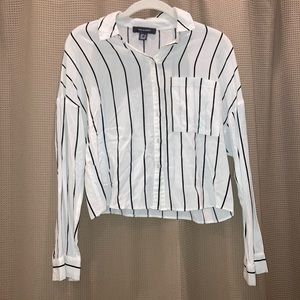 Primark white and black stripe blouse size 4, great condition